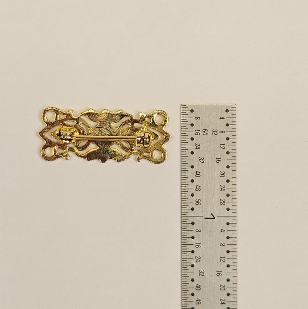 Vintage Floral Filigree Brooch - Picture 8 of 9